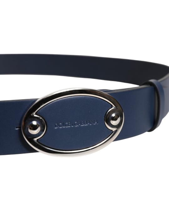 Cinturón Clásico de Cuero Azul con Hebilla de Metal Logo de Dolce & Gabbana - Image 4