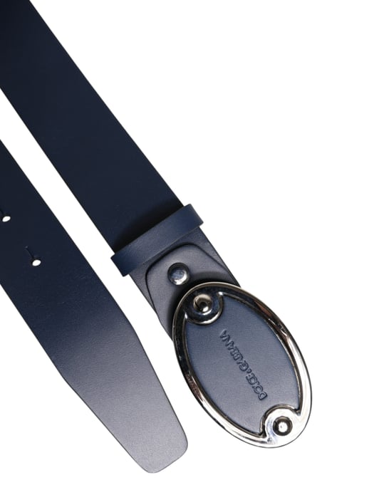 Cinturón Clásico de Cuero Azul con Hebilla de Metal Logo de Dolce & Gabbana - Image 6
