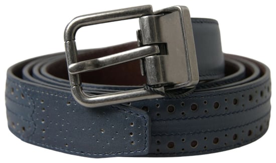 Cinturón de Cuero Azul Perforado con Hebilla Metálica de Dolce & Gabbana - Image 1