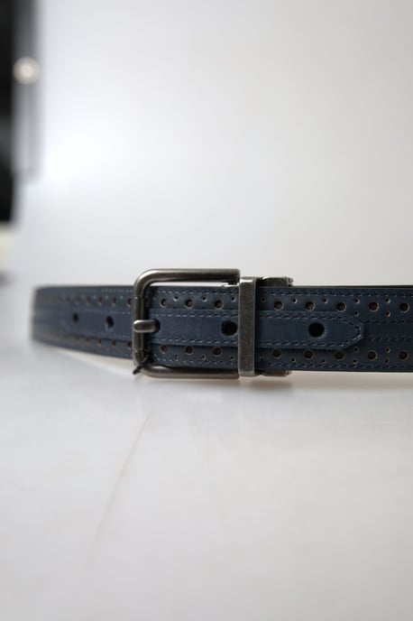 Cinturón de Cuero Azul Perforado con Hebilla Metálica de Dolce & Gabbana - Image 4