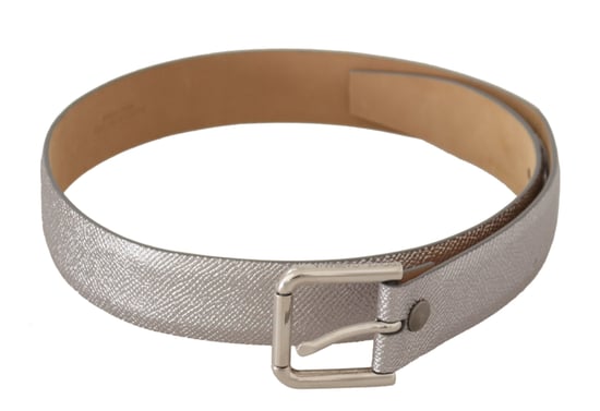 Cinturón de Cuero Metálico Plateado con Hebilla de Metal de Dolce & Gabbana - Image 1