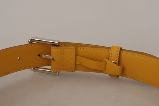 Cinturón de Cuero Amarillo con Hebilla de Metal en Tono Plateado y Logo de Dolce & Gabbana - Image 5