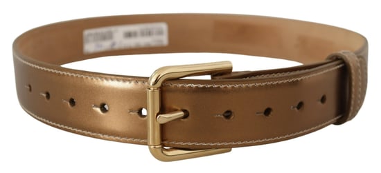 Cinturón de hebilla dorada con logo de cuero de ternera bronce de Dolce & Gabbana - Image 3