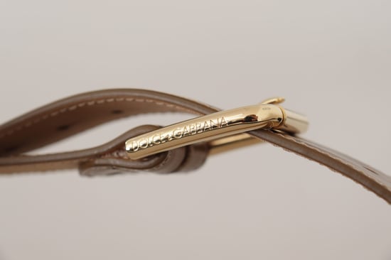 Cinturón de hebilla dorada con logo de cuero de ternera bronce de Dolce & Gabbana - Image 4