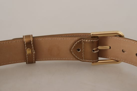 Cinturón de hebilla dorada con logo de cuero de ternera bronce de Dolce & Gabbana - Image 5