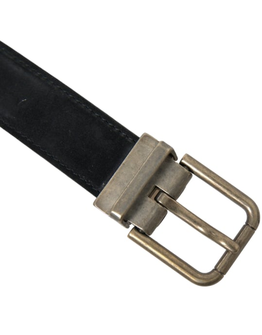 Cinturón de Piel de Ante Negro con Hebilla de Metal Dorado de Dolce & Gabbana - Image 5