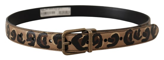 Cinturón de Cuero Marrón con Estampado de Leopardo y Hebilla de Metal Bronce de Dolce & Gabbana - Image 3