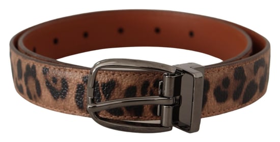 Cinturón de Cuero Grabado Leopardo Marrón Dolce & Gabbana con Hebilla - Image 1