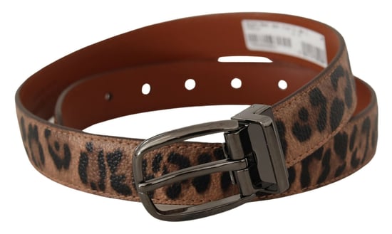 Cinturón de Cuero Grabado Leopardo Marrón Dolce & Gabbana con Hebilla - Image 2