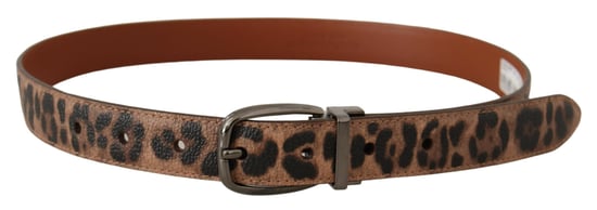 Cinturón de Cuero Grabado Leopardo Marrón Dolce & Gabbana con Hebilla - Image 3
