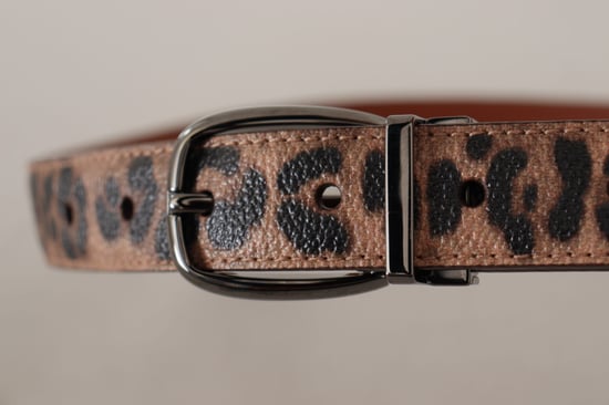 Cinturón de Cuero Grabado Leopardo Marrón Dolce & Gabbana con Hebilla - Image 4