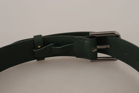 Cinturón de hebilla metálica con logo de cuero verde ejército de Dolce & Gabbana - Image 6