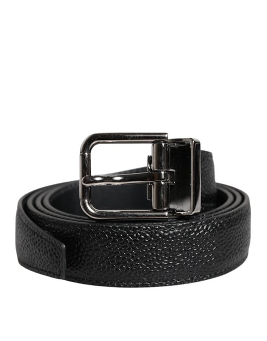 Cinturón de Cuero de Ternera Negro Clásico con Hebilla de Metal de Dolce & Gabbana - Image 1