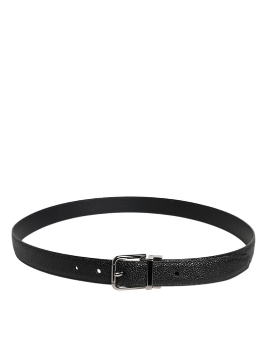 Cinturón de Cuero de Ternera Negro Clásico con Hebilla de Metal de Dolce & Gabbana - Image 3