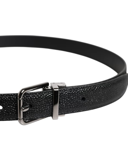 Cinturón de Cuero de Ternera Negro Clásico con Hebilla de Metal de Dolce & Gabbana - Image 4