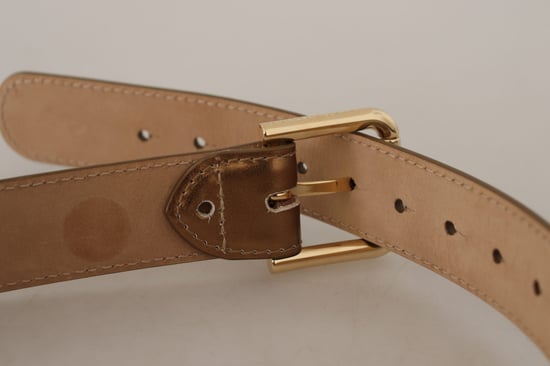 Cinturón de Cuero Bronze con Hebilla Grabada en Oro de Dolce & Gabbana - Image 4
