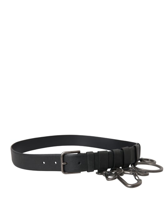 Cinturón de cuero de ternera negro con hebilla de metal plateado de Dolce & Gabbana - Image 2