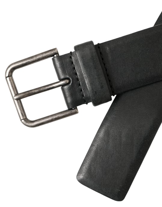 Cinturón de cuero de ternera negro con hebilla de metal plateado de Dolce & Gabbana - Image 5