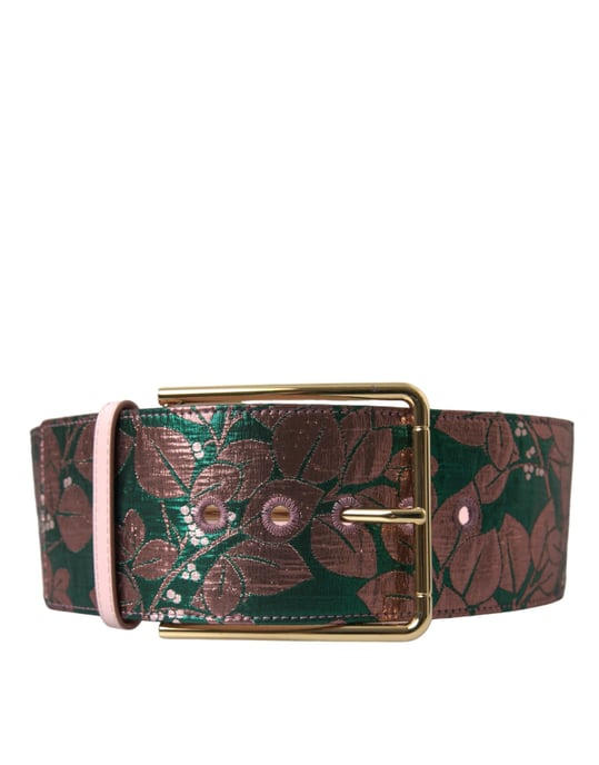 Cinturón de Lurex Jacquard Floral Multicolor con Hebilla Dorada de Dolce & Gabbana - Image 2