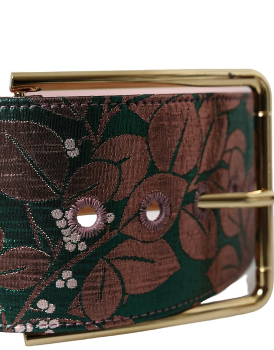 Cinturón de Lurex Jacquard Floral Multicolor con Hebilla Dorada de Dolce & Gabbana - Image 4