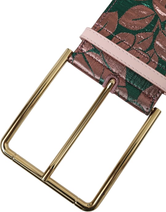 Cinturón de Lurex Jacquard Floral Multicolor con Hebilla Dorada de Dolce & Gabbana - Image 5