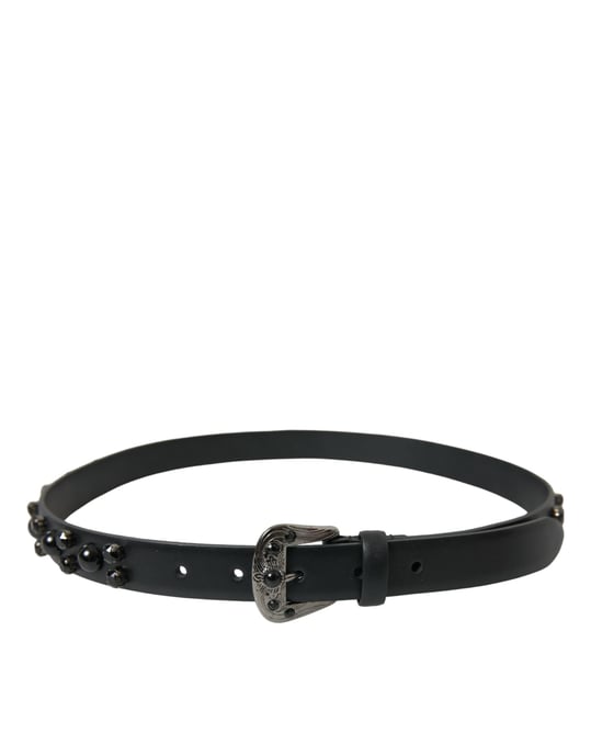 Cinturón de cuero negro con hebilla grabada adornada de Dolce & Gabbana - Image 1