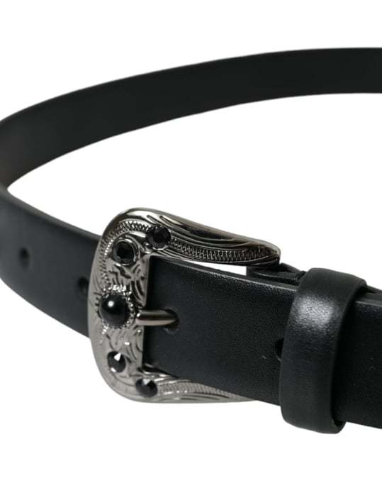 Cinturón de cuero negro con hebilla grabada adornada de Dolce & Gabbana - Image 2