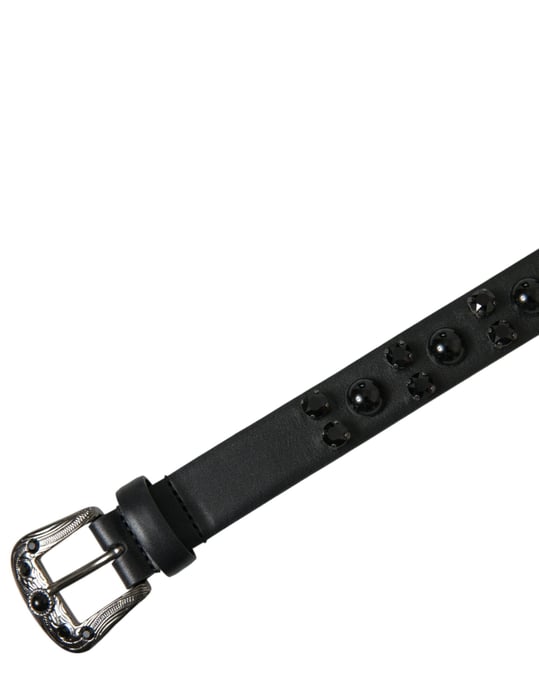 Cinturón de cuero negro con hebilla grabada adornada de Dolce & Gabbana - Image 5