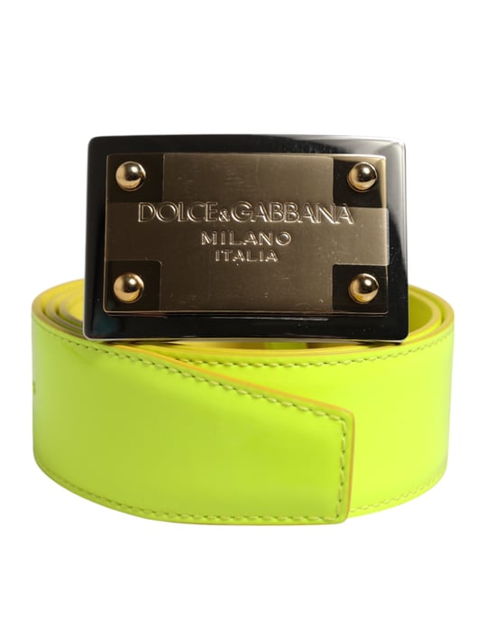 Cinturón de hebilla de metal clásico con logo en amarillo y verde de Dolce & Gabbana - Image 2