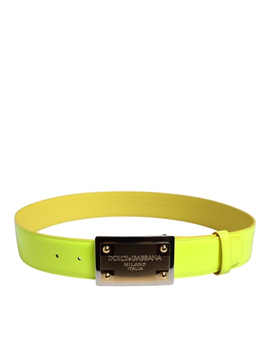 Cinturón de hebilla de metal clásico con logo en amarillo y verde de Dolce & Gabbana - Image 3