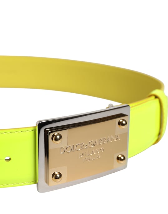 Cinturón de hebilla de metal clásico con logo en amarillo y verde de Dolce & Gabbana - Image 4