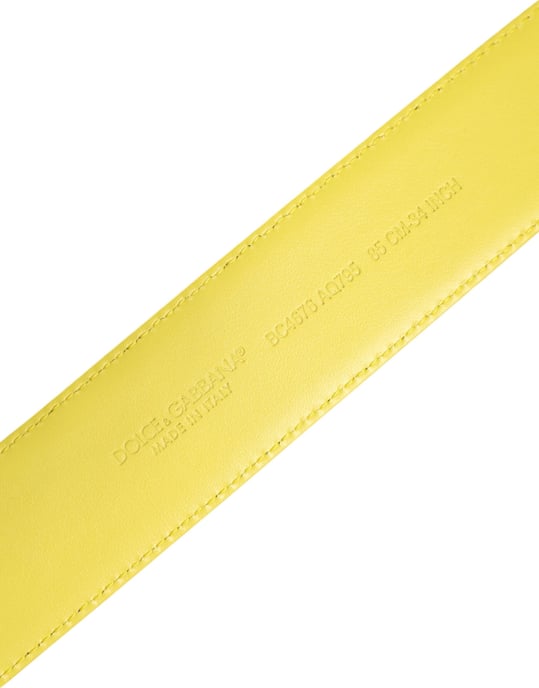 Cinturón de hebilla de metal clásico con logo en amarillo y verde de Dolce & Gabbana - Image 5