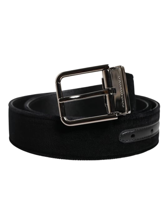 Cinturón de algodón negro con hebilla de metal plateado de Dolce & Gabbana - Image 2