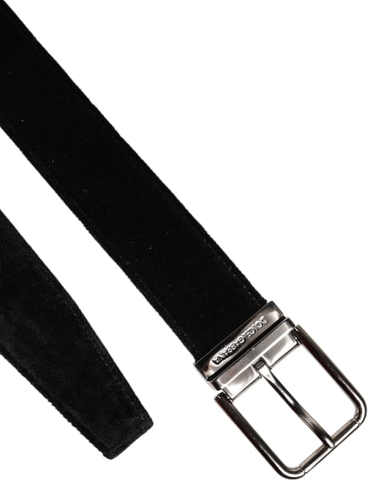 Cinturón de algodón negro con hebilla de metal plateado de Dolce & Gabbana - Image 6