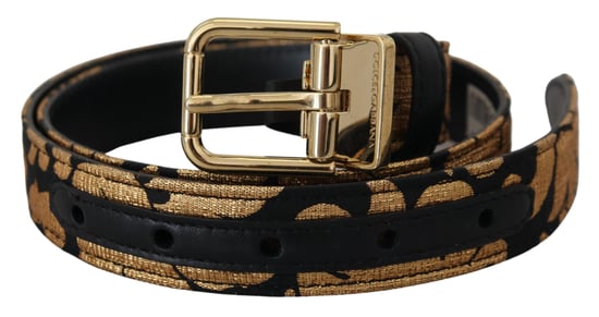 Cinturón de Cuero Jacquard Multicolor con Hebilla Logo de Dolce & Gabbana - Image 1