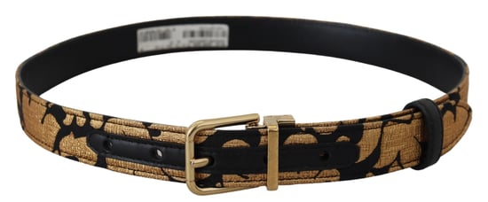 Cinturón de Cuero Jacquard Multicolor con Hebilla Logo de Dolce & Gabbana - Image 4