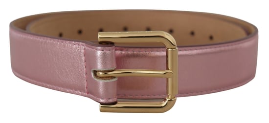 Cinturón de cuero pulido metálico rosa con hebilla de metal con logo de Dolce & Gabbana - Image 1