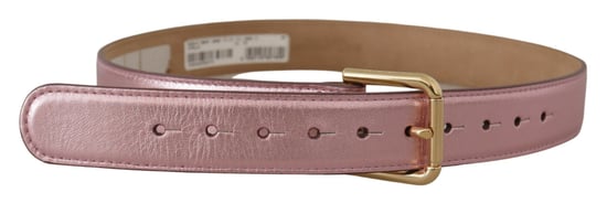 Cinturón de cuero pulido metálico rosa con hebilla de metal con logo de Dolce & Gabbana - Image 3