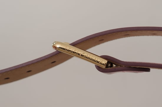Cinturón de cuero pulido metálico rosa con hebilla de metal con logo de Dolce & Gabbana - Image 5