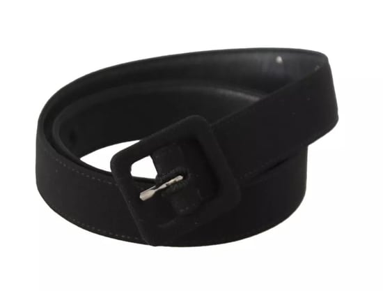 Cinturón de Hebilla con Logo de Cuero de Terciopelo Negro de Dolce & Gabbana - Image 2
