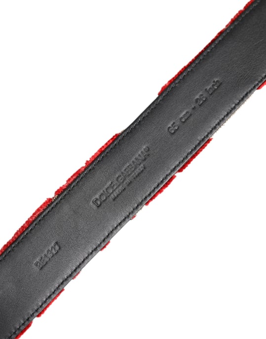 Cinturón de viscosa roja con hebilla de metal DG logo plateado de Dolce & Gabbana - Image 5