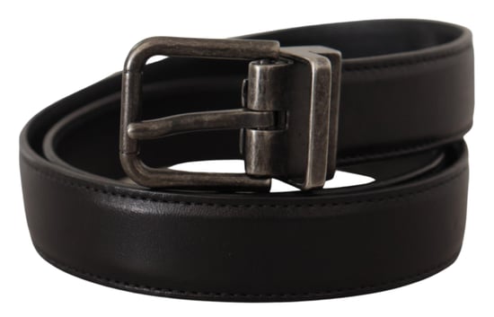 Cinturón de Cuero de Terciopelo Negro con Hebilla Metálica de Logo de Dolce & Gabbana - Image 2