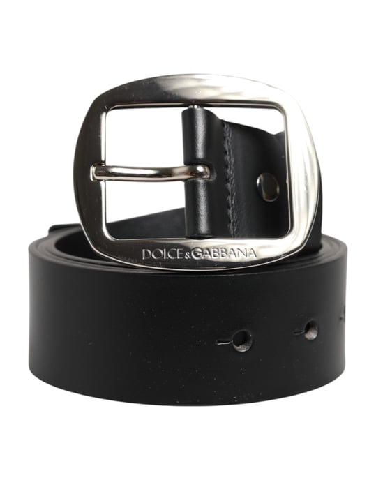 Cinturón Clásico de Cuero Negro con Hebilla Metálica de Dolce & Gabbana - Image 2