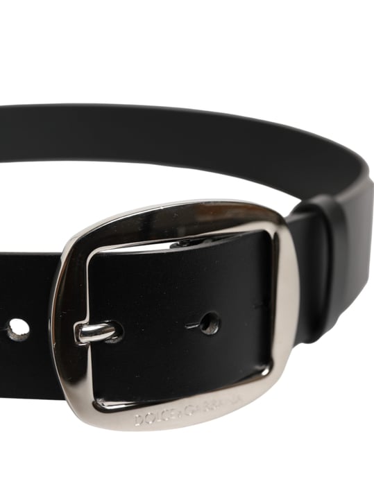 Cinturón Clásico de Cuero Negro con Hebilla Metálica de Dolce & Gabbana - Image 4