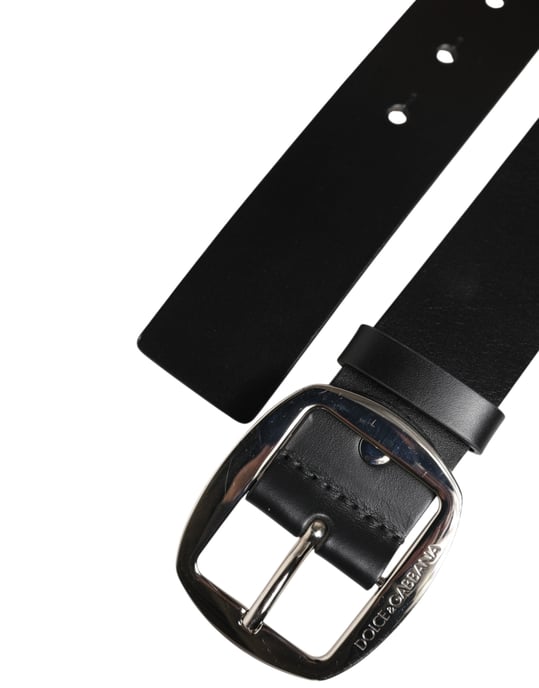 Cinturón Clásico de Cuero Negro con Hebilla Metálica de Dolce & Gabbana - Image 6