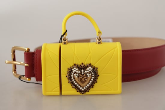 Bolso de Corazón Devoción de Cuero Rojo y Hebilla Amarilla de Dolce & Gabbana - Image 5