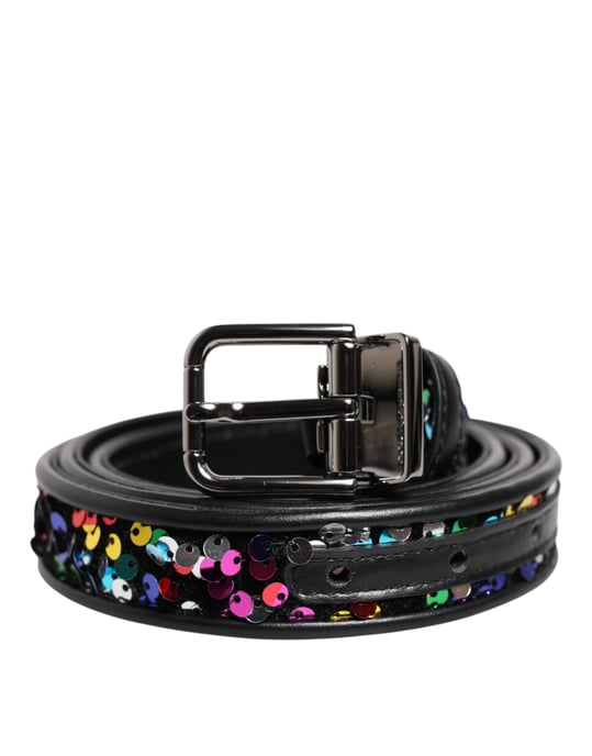 Cinturón de metal con hebilla decorada con lentejuelas negras de Dolce & Gabbana - Image 2