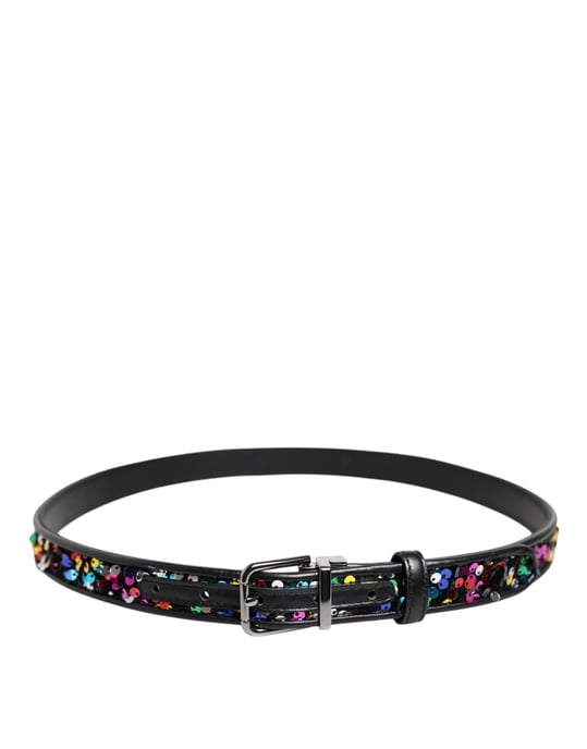 Cinturón de metal con hebilla decorada con lentejuelas negras de Dolce & Gabbana - Image 3
