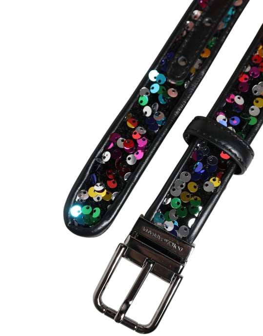 Cinturón de metal con hebilla decorada con lentejuelas negras de Dolce & Gabbana - Image 6