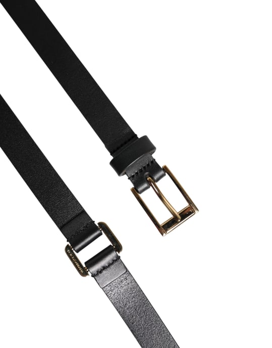 Cinturón de Cuero Negro con Doble Correa y Hebilla Dorada de Dolce & Gabbana - Image 5